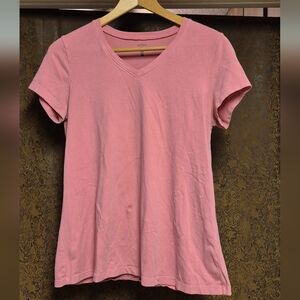 Two Hearts Pink V-Neck Women's Top